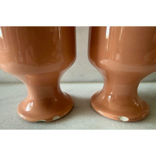 Peach Set of 6 Vintage Peach Pedestal Coffee Mugs For Sale - Image 8 of 8