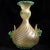 Art Deco Vintage Murano Barovier Toso Green Roses Gold Flecks Italian Art Deco Style Glass Midcentury Flower Vase For Sale - Image 3 of 7