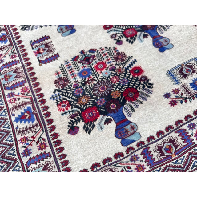 Pictorial Ivory Vase Design Hand-Knotted Wool Rug - 7'1" X 9'2" For Sale - Image 10 of 14