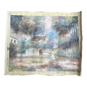 1950’s Impressionist Summer Village Painting on Canvas