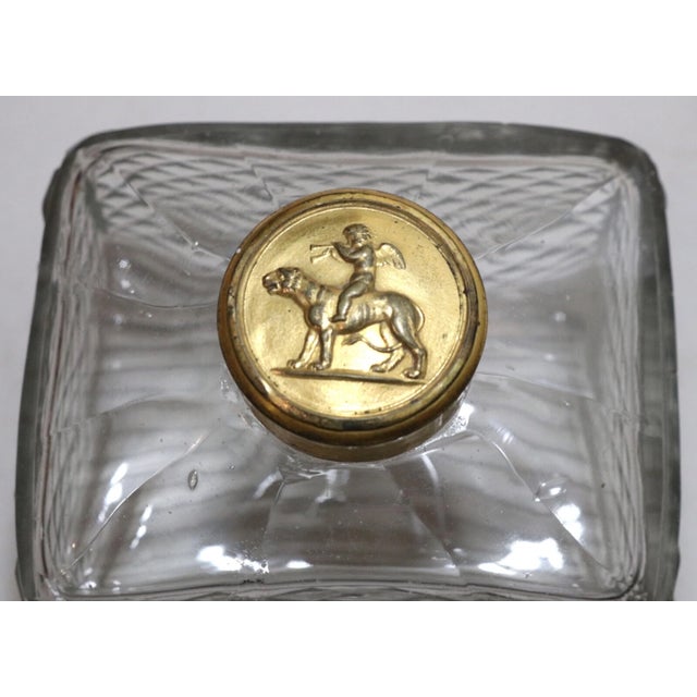 19th Century Antique 1800's Victorian Gilt Bronze Crystal Perfume Cologne Scent Glass Bottle For Sale - Image 5 of 12