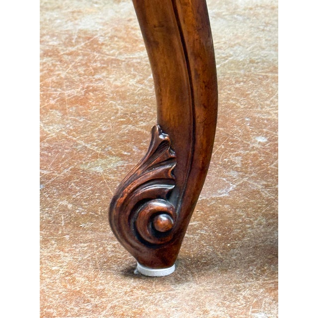 French Ottoman or Stool of Emerald Green Leather on Cabriole Legs For Sale - Image 14 of 15