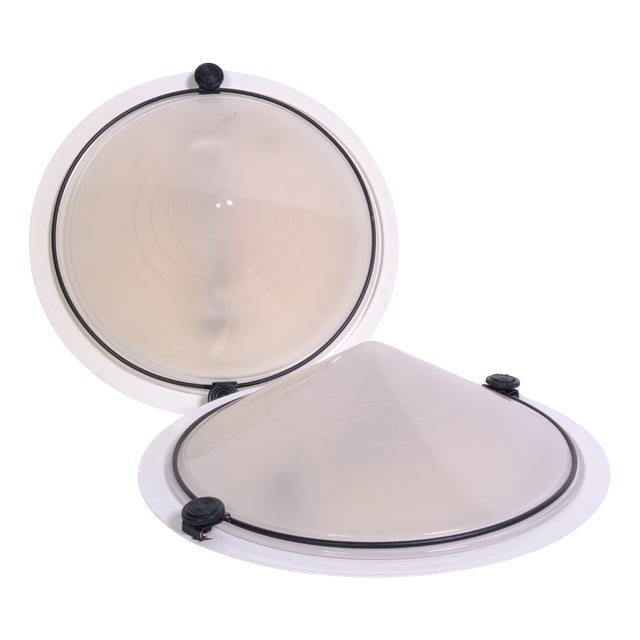 Glass and Metal Wall Lamps, 1980s, Set of 2 For Sale