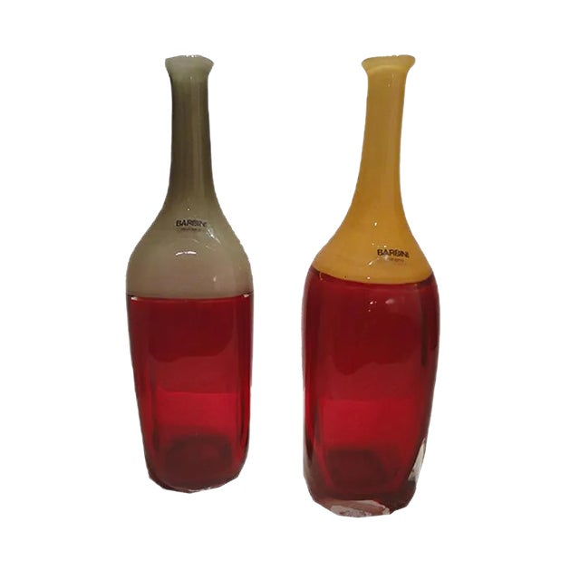 Bottle Vases by Alfredo Barbini for Barbini Murano, 1970s, Set of 2 For Sale