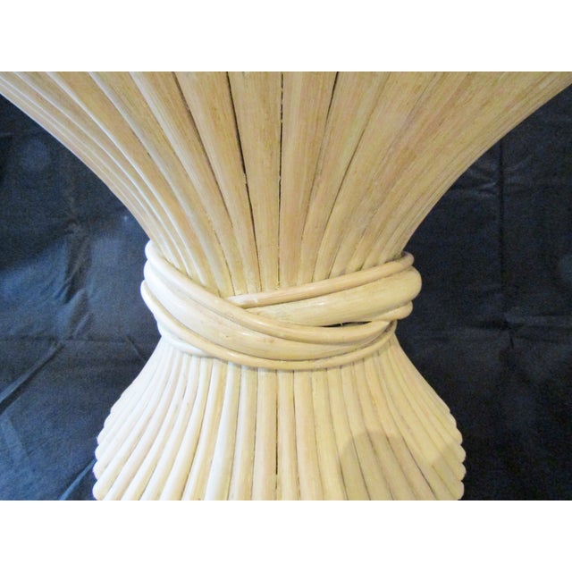 Beige Matched Pair Bamboo Haystack Side Tables Attributed to McGuire Circa 1970s For Sale - Image 8 of 9