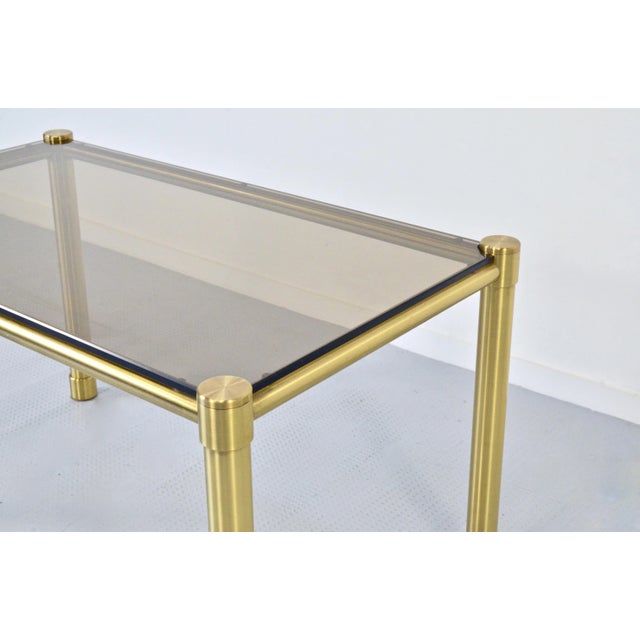 Metal Tubular Brass and Smoked Glass Coffee Table, 1960s For Sale - Image 7 of 9