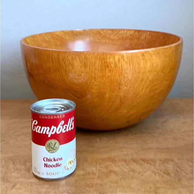 Vintage Handcrafted Wooden Salad Bowl For Sale - Image 9 of 12