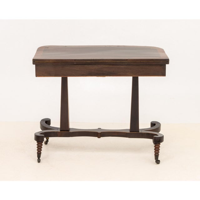 Wood Regency Rosewood and Mahogany Card Table For Sale - Image 7 of 10