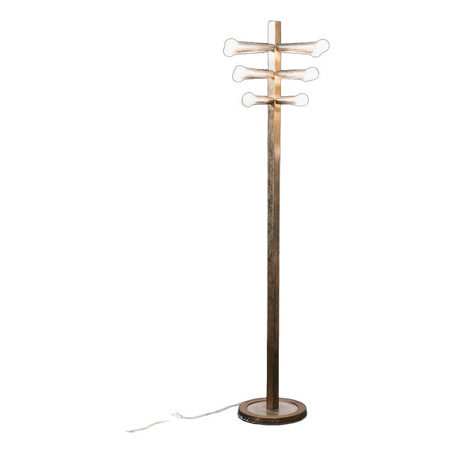 Brass 12-Light Floor Lamp in the style of Gaetano Sciolari, 1970ss For Sale