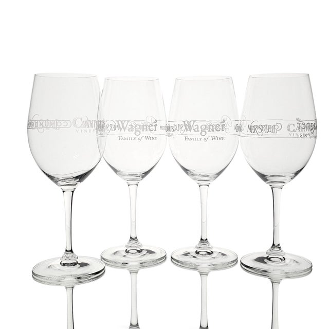 Contemporary Vintage Wagner Family Reidel Wine Glass Caymus Mer Soleil Conundrum Emmolo - Set 4 For Sale - Image 3 of 13