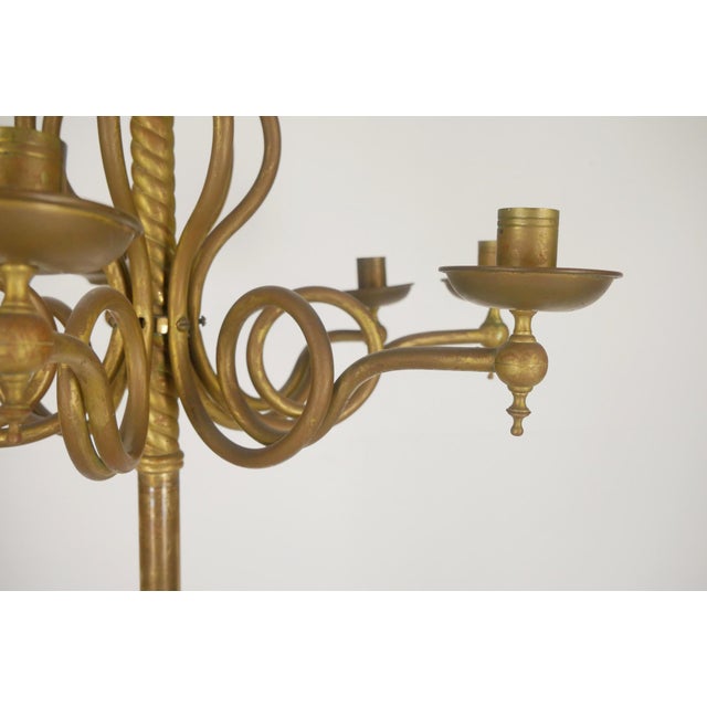 Mid 20th Century Victorian Brass 7 Arm Floor Candelabra Lamp For Sale - Image 4 of 13