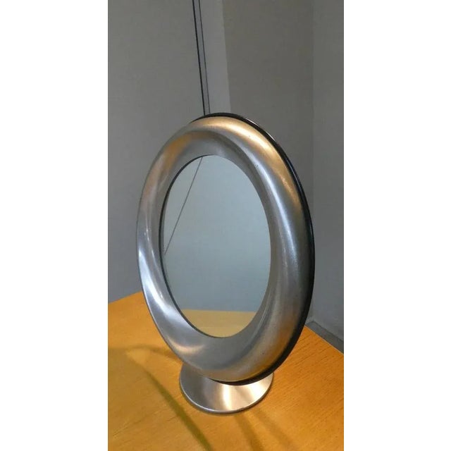 Table Mirror in Satin Steel by Gaetano Missaglia, 1960s For Sale - Image 4 of 12