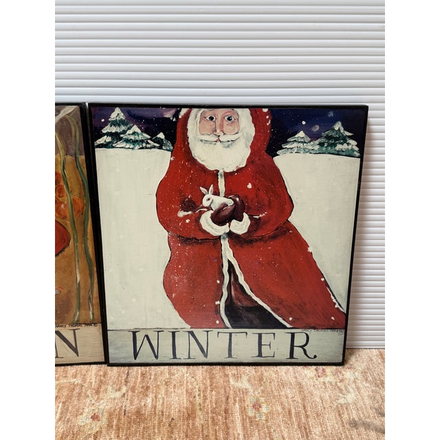 Pumpkin Nancy Thomas Folk Art Seasonal Plaques, Set of Four For Sale - Image 8 of 11