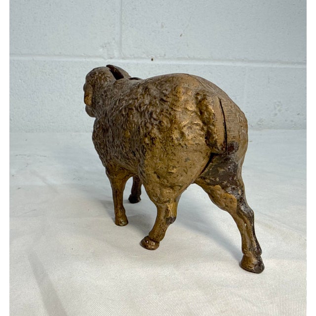 1910s Antique Early 1900's Original Hubley Cast Iron Sheep Lamb Still Coin Bank For Sale - Image 5 of 12