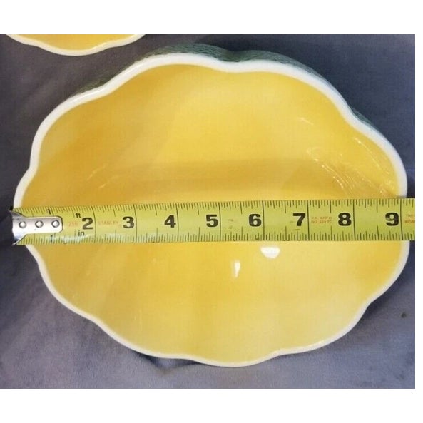Mid-Century Modern Vintage Pier 1 Green/Yellow Cantaloupe Melon Majolica Serving Bowls-Set of 2 For Sale - Image 3 of 4
