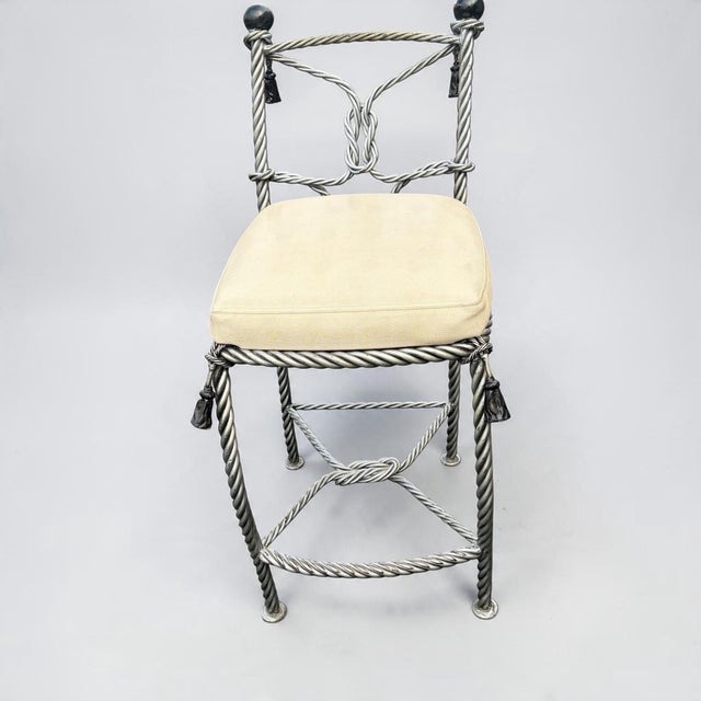1980s Vintage Napoleon III Iron Rope Twist Designer Bar Stool For Sale - Image 5 of 10