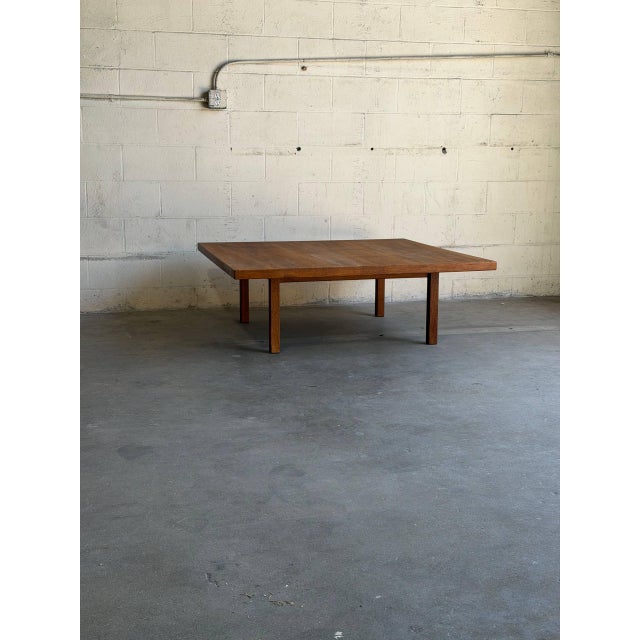 Large Danish Mid Century Modern Oak Square Coffee Table Scandinavian Low Table For Sale - Image 9 of 9