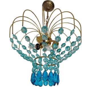 Vintage 1970s Mediterranean Crystal Chandelier Light For Sale
