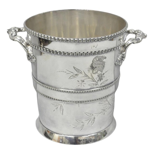 Early 20th Century Victorian Henry Hicks Silver Plated S Monogram Champagne Chiller Wine Ice Bucket For Sale