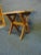 Ranch Oak Mid Century Trestle Base Side Tables - a Pair For Sale In Philadelphia - Image 6 of 8