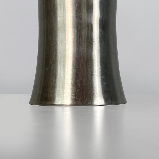 Italian Silver Colored Round Vase in Stainless Steel, 2000s For Sale - Image 11 of 14
