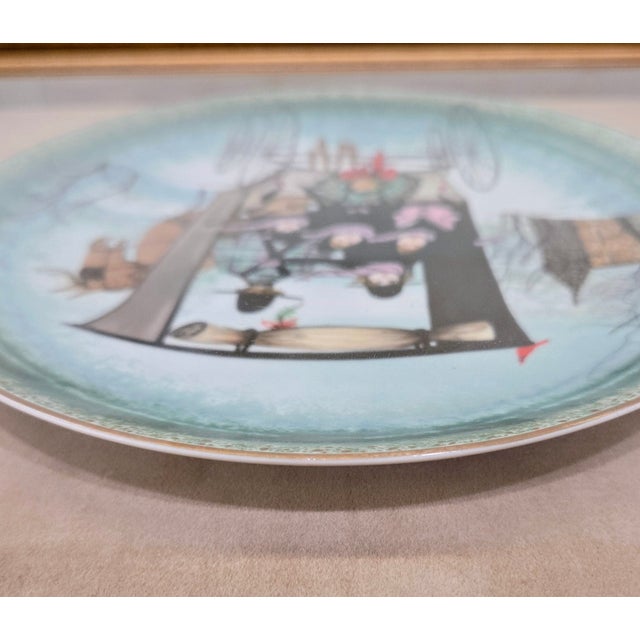 Ceramic 1980s Noel, Noel by P. Buckley Moss Framed Collectors Plate, Anna Perenna Bavaria For Sale - Image 7 of 11