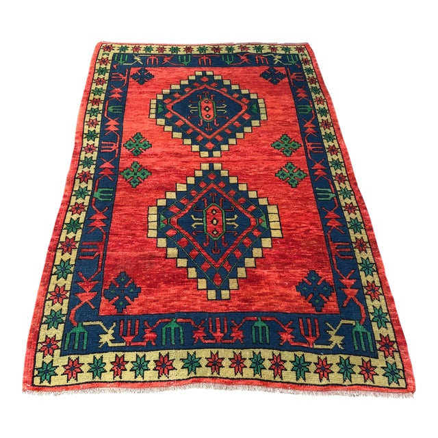 1960s Vintage Turkish Oushak Rug - 4′1″ × 6′5″ For Sale