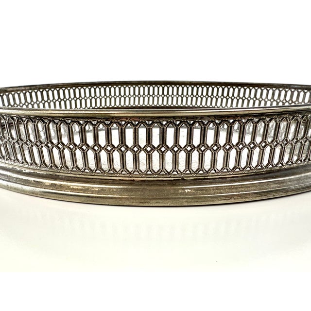 A handsome vintage Italian silverplate gallery tray by WIL, distinguished by an intricate pierced openwork border and...