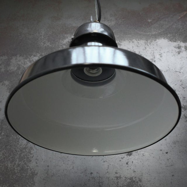 Vintage French Industrial Black Enamel Pendant Light from GAL For Sale - Image 4 of 5