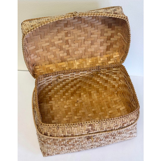 Brown Large Vintage Lidded Storage Basket For Sale - Image 8 of 9