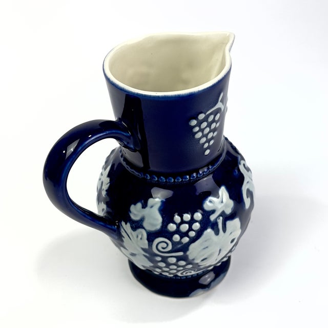 Vintage Blue & White Ceramic Pitcher Curation - Group of 5 For Sale - Image 15 of 18