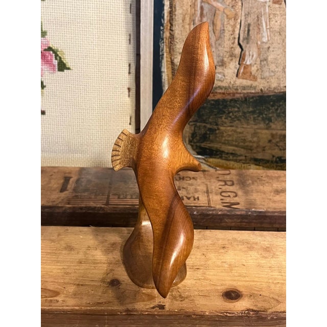 Mid Century Modern Wooden Bird in Flight Sculpture For Sale In Seattle - Image 6 of 8