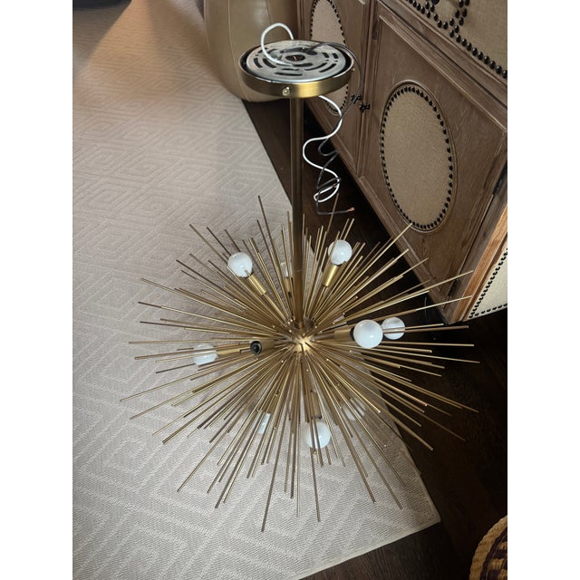 Mid-Century Modern Arteriors Zanadoo Small Chandelier – Antique Brass For Sale - Image 3 of 4
