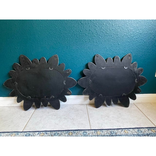 Gold 2 Boho Vintage Rattan Starburst Wall Mirrors For Sale - Image 8 of 9