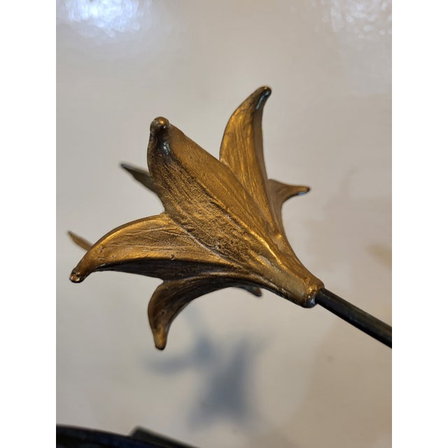1970s Bronze Metal Hummingbird Flower Sculpture For Sale - Image 9 of 17