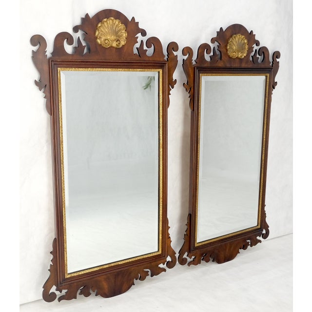 Pair Flame Mahogany Virginia Galleries Hankel Harris Beveled Wall Mirrors MINT! For Sale - Image 6 of 13
