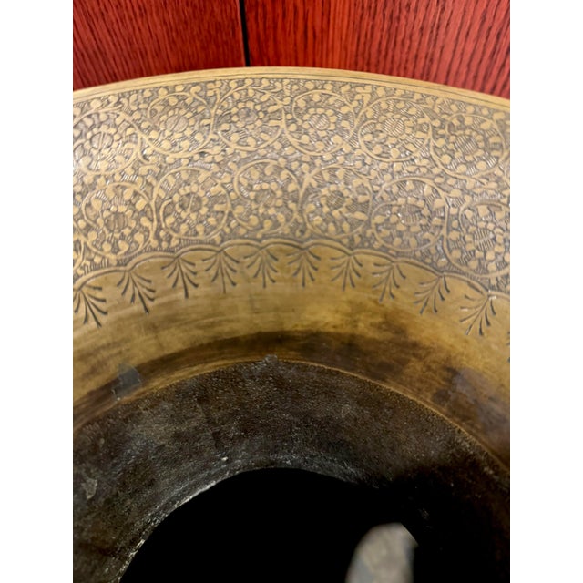 Antique Indian Hand Etched Copper Foot Urn For Sale - Image 11 of 12