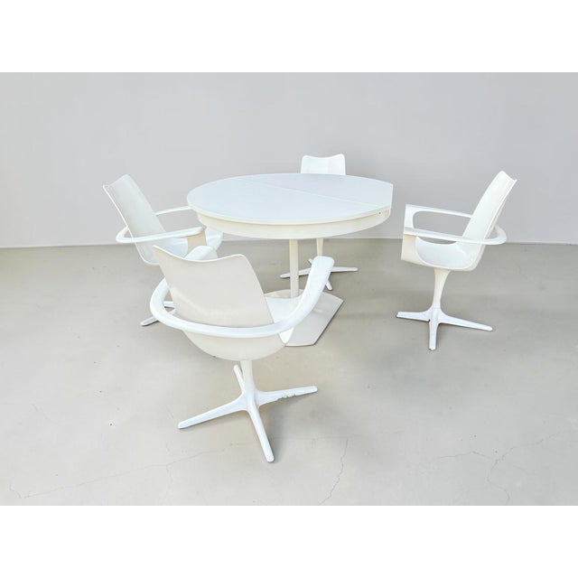 Space Age the Cherry Chairs and Expandable Tulip Table by Luigi Colani for Lusch & Co, 1970s, Set of 5, in Good...