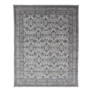 Hand-Knotted Wool Oushak Area Rug in Gray and Muted Tones For Sale