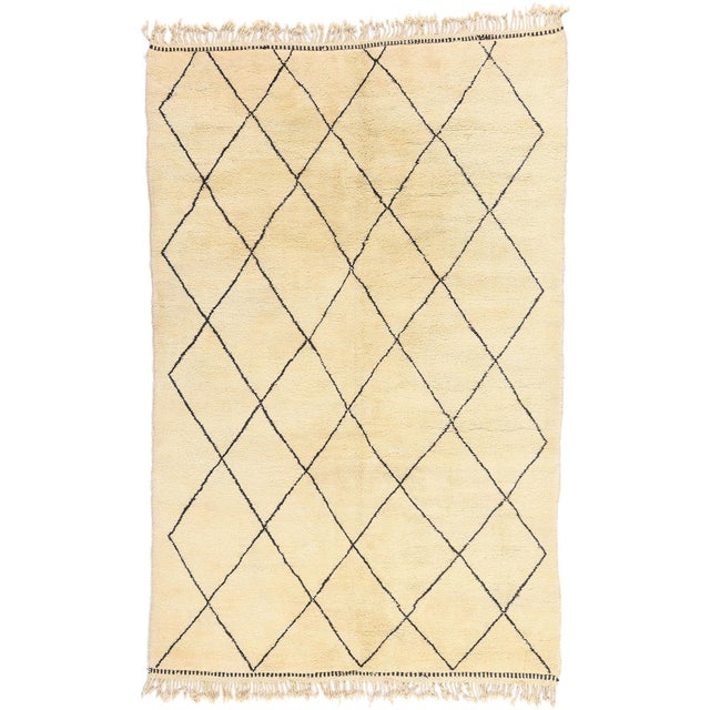 20761 Beni Ourain Moroccan Rug, 06'09 x 10'03. The Desert Lattice: A Beni Ourain Moroccan Masterpiece of Shibui Serenity...
