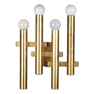 Brass-Plated Metal Wall Lamp, 1970s For Sale