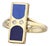 Mid 20th Century Italian Vibrant Blue Enamel Diamond Ring 18k Yellow Gold Size 6.75 For Sale