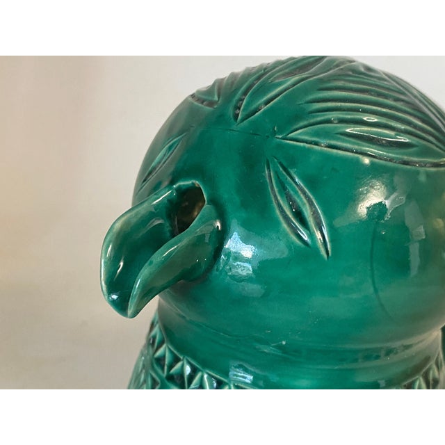 English Majolica Green Bird Jug, 1960 For Sale - Image 11 of 14