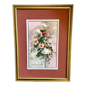 Mid 20th Century Floral Watercolor by Rosalie Oesterle