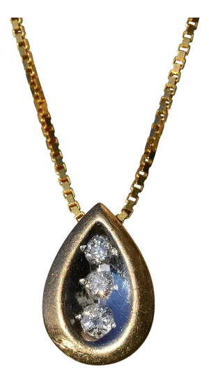 Ladies 14K Yellow Gold Teardrop Pendant set with Diamonds
