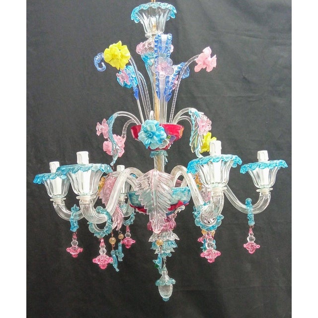 Glass Six-Light Murano Chandelier by ZANCHI For Sale - Image 7 of 7