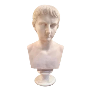 Italian Grand Tour White Marble Bust of Augustus Caesar