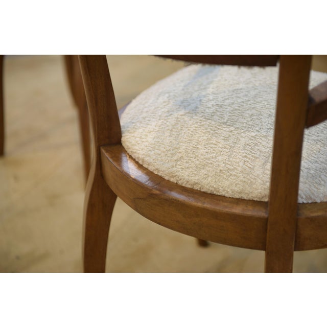 Bridge Chairs in Walnut and Ecru Boucle Fabric, 1930s, Set of 2 For Sale - Image 6 of 13