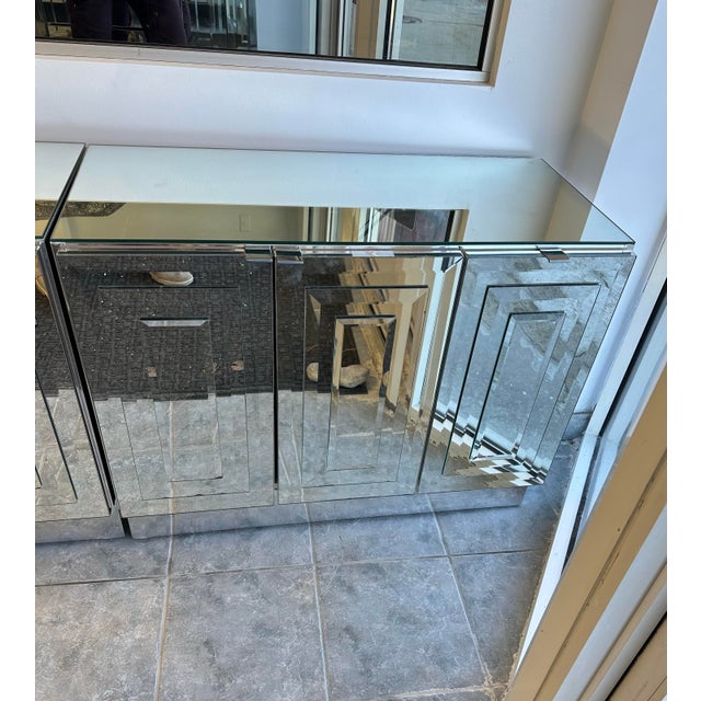 1970s Pair of Oversized Mirrored Reflections Ello Nightstands For Sale - Image 9 of 9