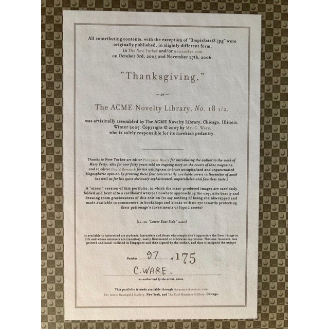 Chris Ware, Chris Ware New Yorker Cartoonist Limited Edition Thanksgiving Print NYC, 2006 For Sale In Miami - Image 6 of 8